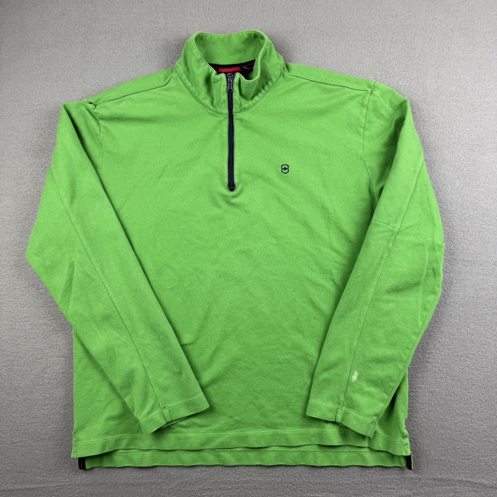 Victorinox Men's‎ Green Quarter Zip Shirt Large Tailored Fit READ